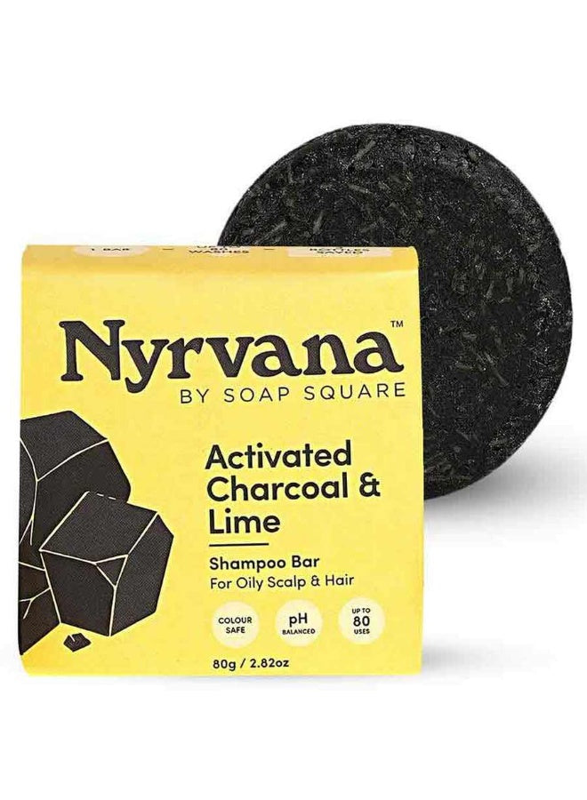 Nyrvana Activated Charcoal & Lime Shampoo Bar For Oily Scalp & Hair 80G